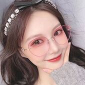 小红书抖音同款 近视仙女眼镜素颜大脸防蓝光散光钻石切边无框眼镜
