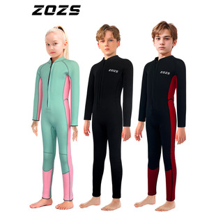 3MM儿童连体保暖加厚潜水服女男童长袖泳衣2025新款冲浪水母湿衣