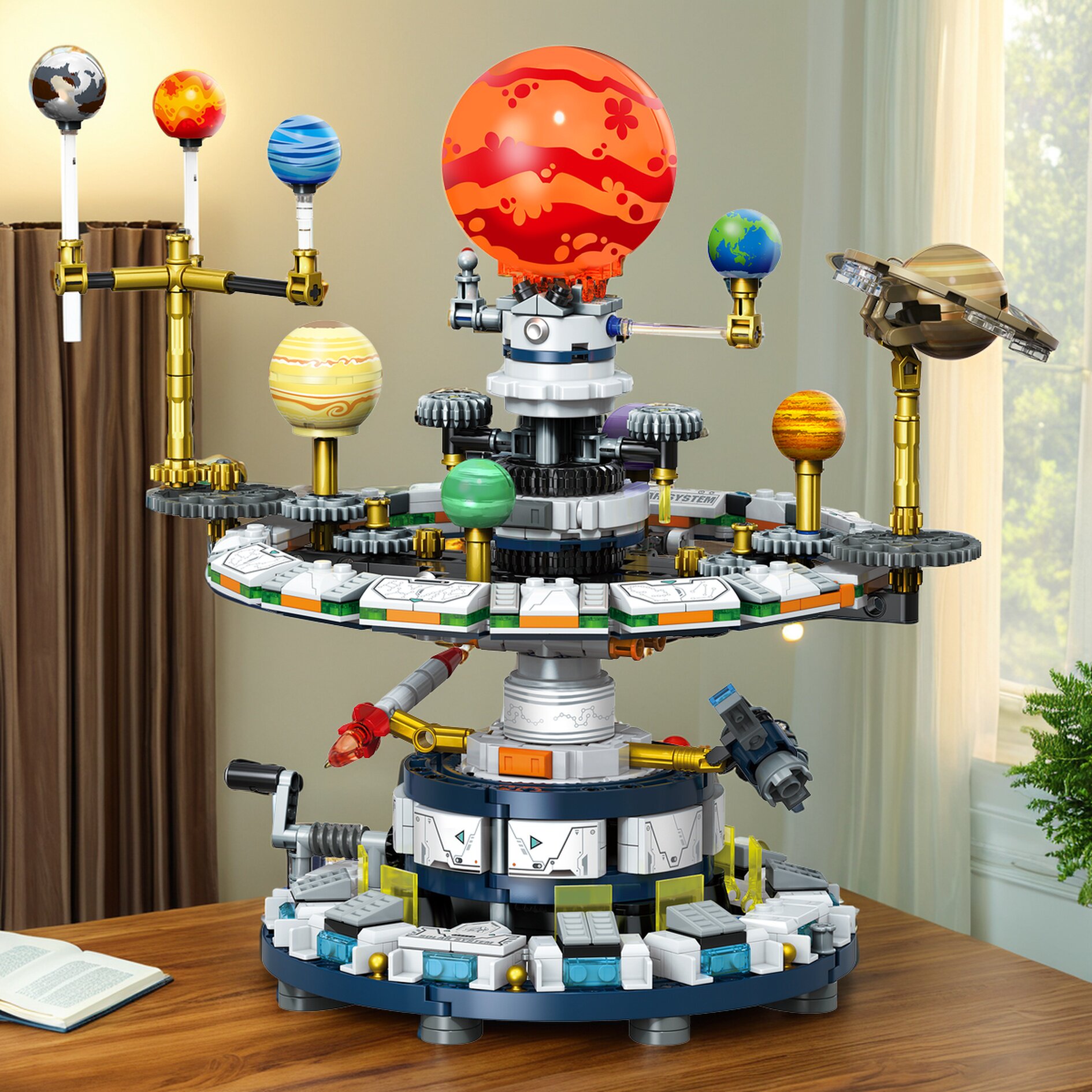 男孩太阳系模型积木宇航员空间站适用乐高拼装摆件地球仪儿童玩具