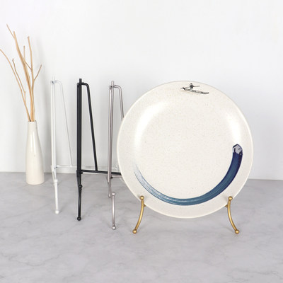 盘子支架展示架盘架支撑架铁艺挂盘装饰摆架茶饼陈列架子相框底座