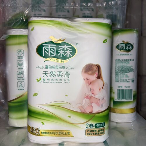 雨森400克双卷长卷妇婴卫生纸卷纸巾婴儿产妇柔软家用实惠家庭装