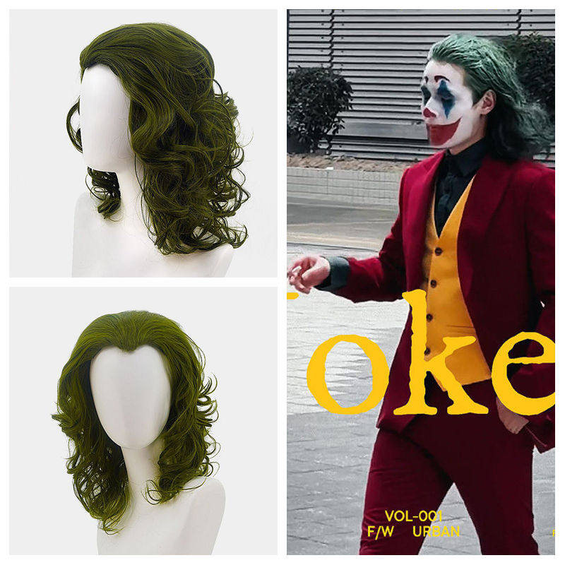 电影小丑 joker亚瑟弗莱克搞怪绿色短卷发cos动漫假发 万圣节
