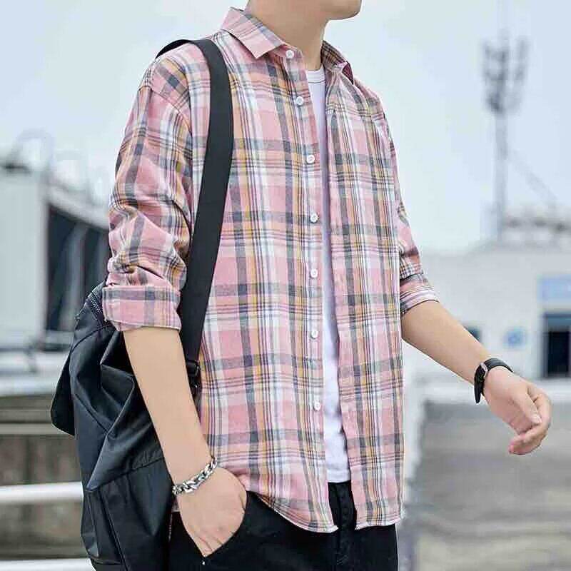 商场撤柜外贸男士长袖衬衫夏季工作上班干活防晒工装格子外套衬衣