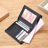 Короткий бумажник для школьников, маленький ультратонкий картхолдер с молнией, из натуральной кожи