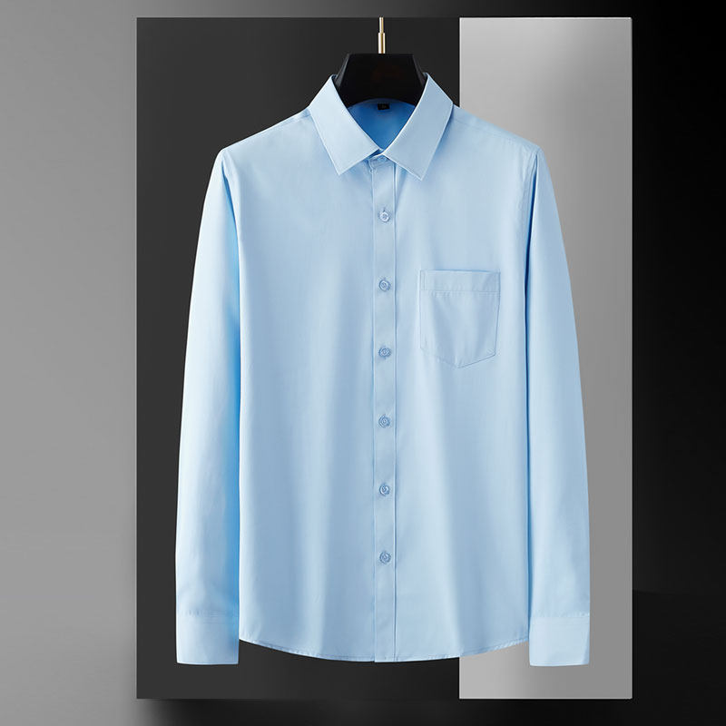 传棨方领长袖商务职业口袋衬衫