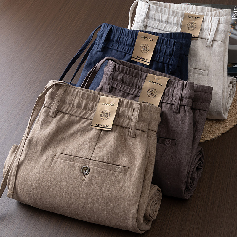 【100%亚麻】高端休闲裤