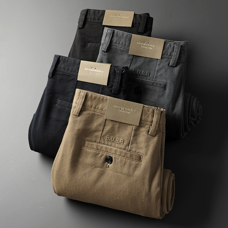 新款秋冬极简风重磅内里薄绒水洗直筒休闲裤男美式复古宽松长裤