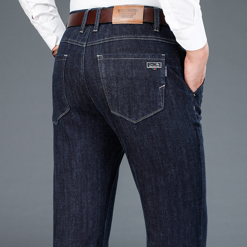 传修身直筒棉弹力休闲牛仔裤