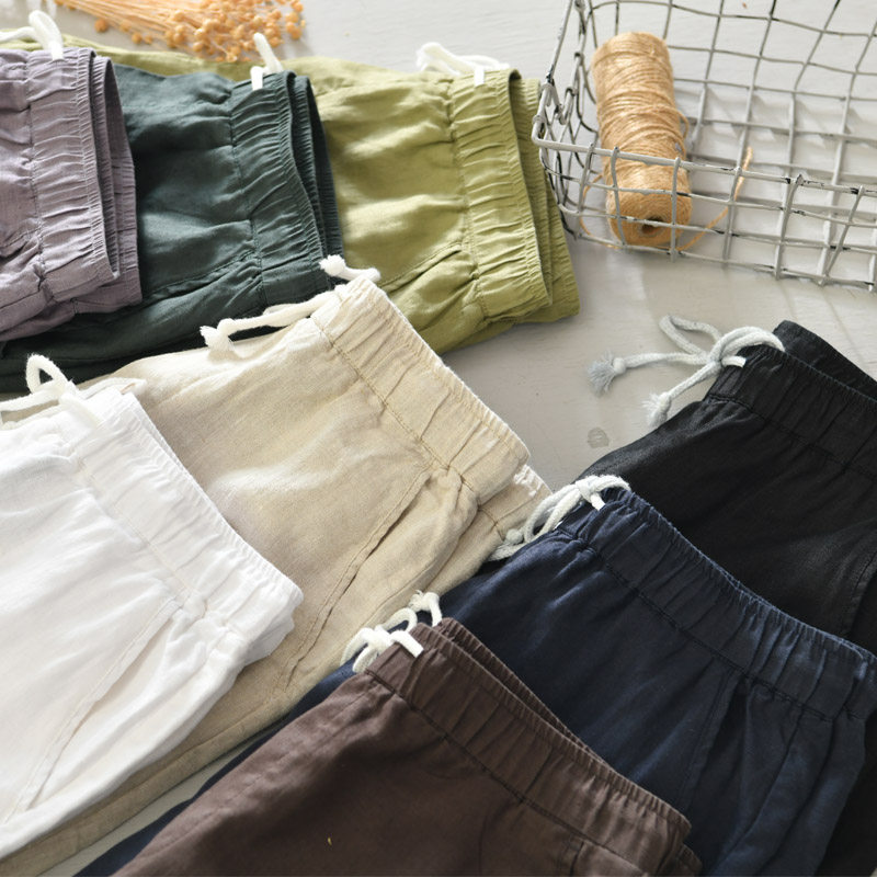 【100%纯亚麻】亚麻风男士休闲裤宽松松紧腰系绳长裤多色垂感长裤