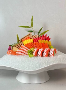 仿真刺身拼盘 三文鱼鹅肝锦绣刺身姿造食品模型厨房样品菜