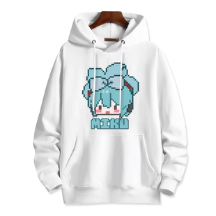 初音miku未来动漫葱娘周边连帽卫衣二次元像素风男春秋痛衣服上衣