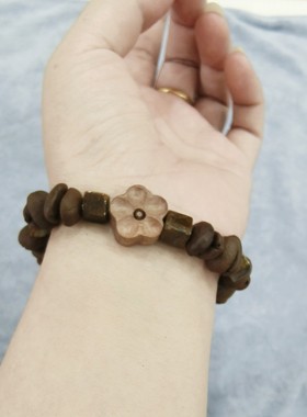 正宗保真老桃木桃花原创天然咖啡豆手链女香木手串复古厂家货源批