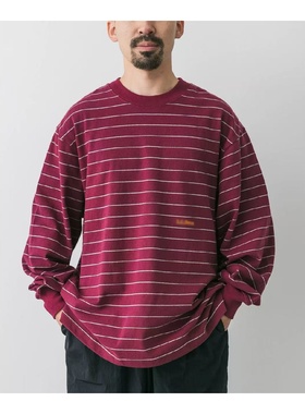 LL.BEAN 25SS UNION STRIPED圆领细条纹长袖情侣撞色海魂宽松T