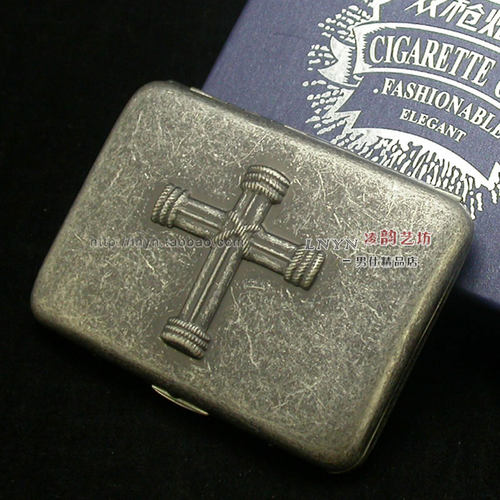 正品双枪烟盒TEAM PISTOL复古花砂工艺十字架16支装