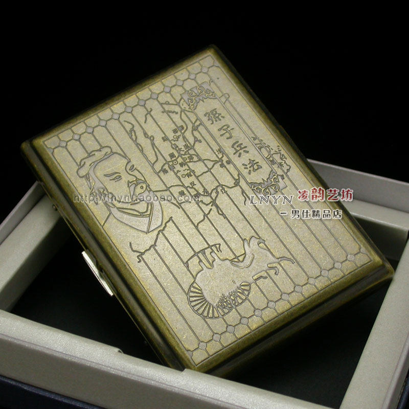 特价包邮 双枪正品自动烟盒超薄 孙子兵法纯铜超薄创意礼品16支装