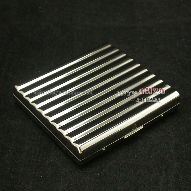 正品双枪 瓦楞烟盒 镀铬 铜质 可装20支 水波纹烟夹 烟具 特价608