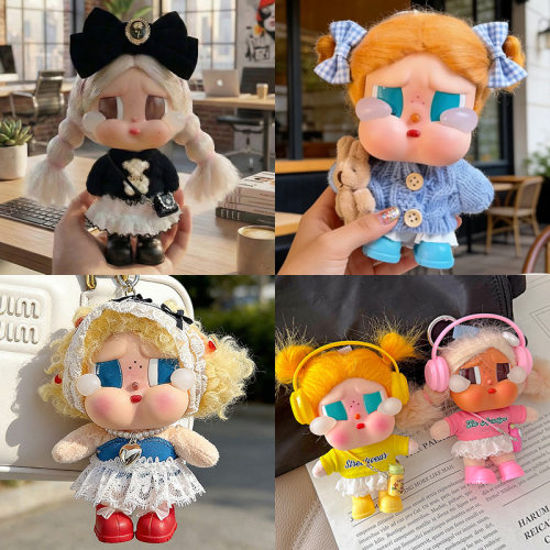哭娃衣服crybabyvavation系列搪胶毛绒公仔娃衣裙子蝴蝶结毛衣套