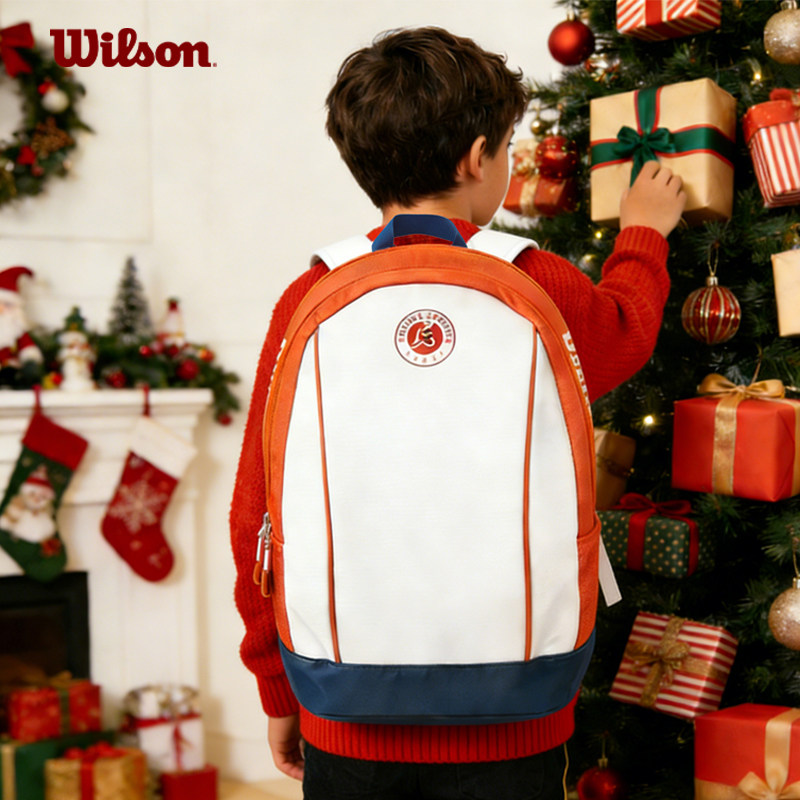 wilson威尔儿童双肩网球包蓝橙色图片