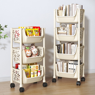 厨房置物架蔬菜架落地零食小推车多层收纳架子可移动放菜篮筐神器