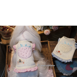 新款秋冬宠物猫狗衣服小型犬泰迪日系刺绣草莓加绒侧开扣家居服