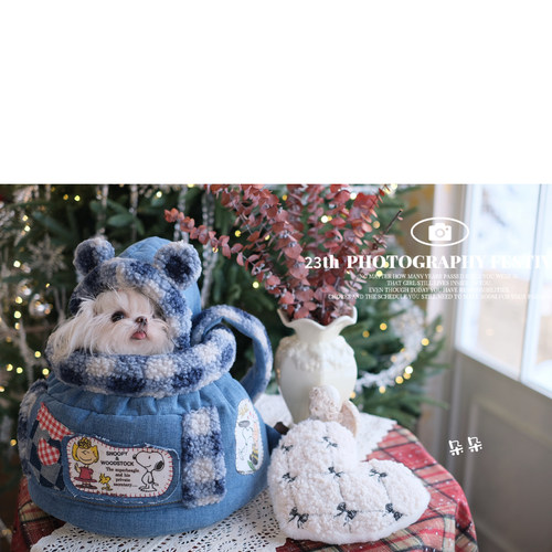 25新款秋冬宠物猫狗泰迪约克夏史努比加厚牛仔双肩背包胸前外出包