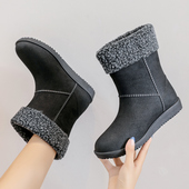 保暖雨鞋 女中筒时尚 加绒水鞋 冬季 防滑加厚雨靴轻便防水加棉胶鞋 女