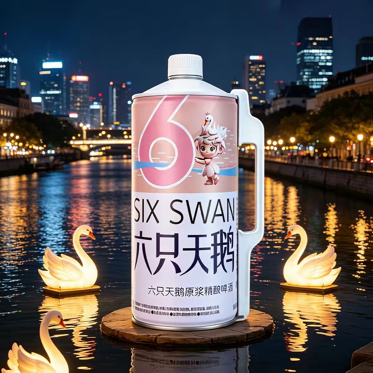 新品六只天鹅啤酒2L大桶*6罐装精酿小麦原浆啤酒网红爆款新日期