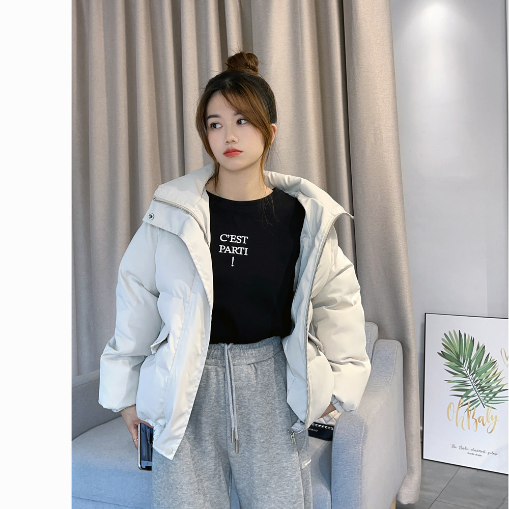 150小个子休闲加厚宽松立领羽绒棉服外套短款长袖棉袄大衣女装冬