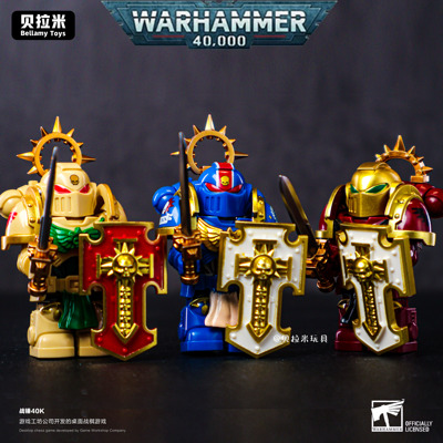 战捶40k星际战士军团剑卫老兵极限战士圣血天使人仔拼装积木玩具