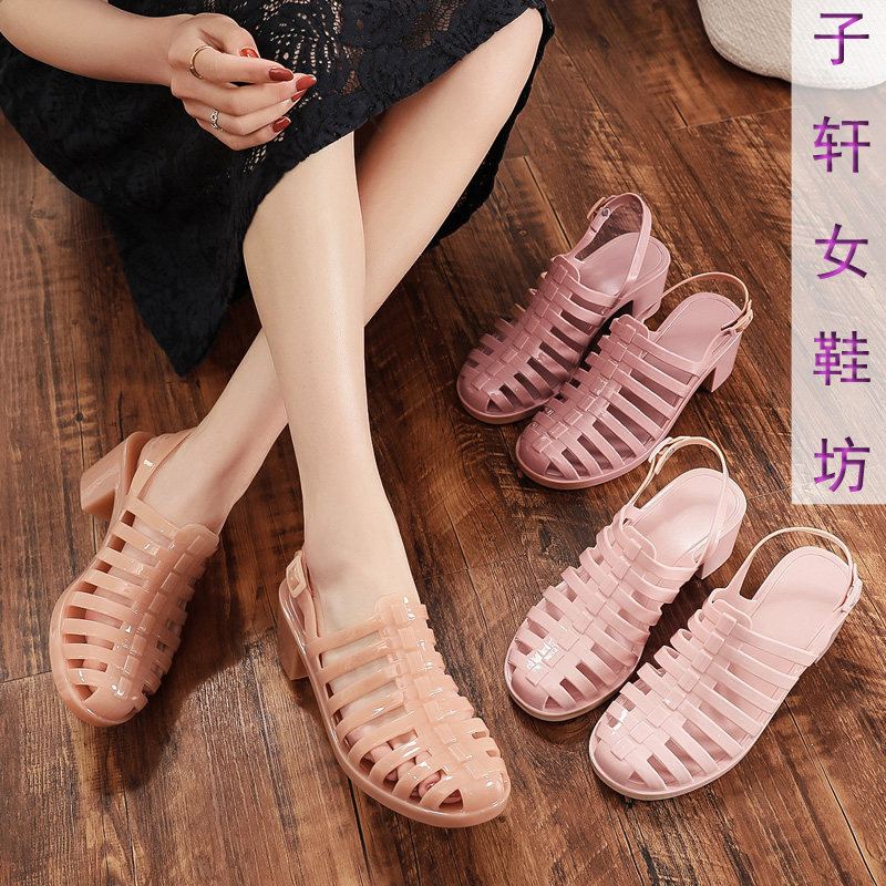 凉鞋女夏天高跟粗跟韩版学生2020新款透明水晶凉拖鞋塑料复古公主在类目 女鞋, 凉鞋中 - 来自Buy2taobao.com提供专业的淘宝代购服务
