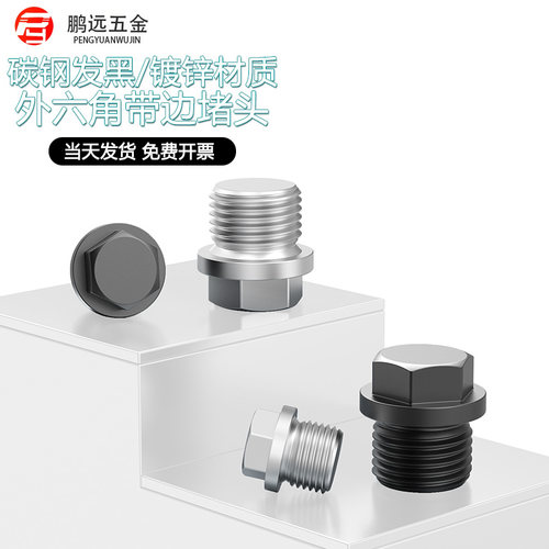 外六角法兰面堵头带边管堵法兰面