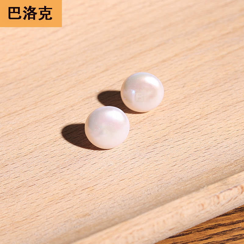 天然淡水珍珠超大耳钉13-14mm巴洛克异形纽扣形欧美纯银耳饰包邮