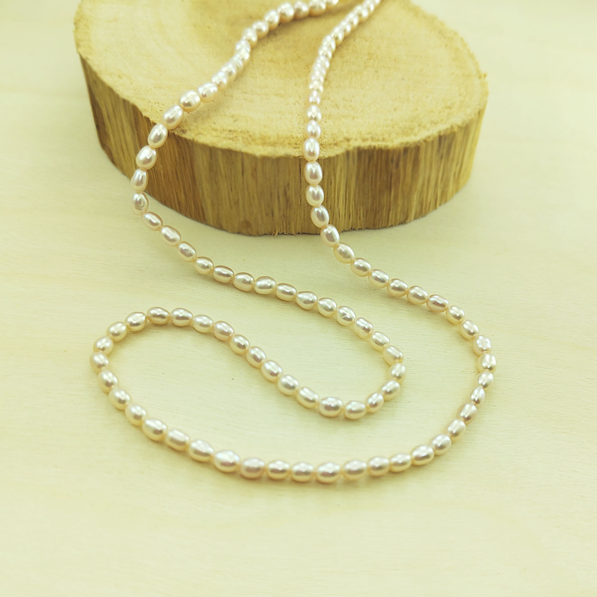 天然淡水珍珠迷你项链2-3mm强光米形基本无暇送妈妈女友礼物包邮