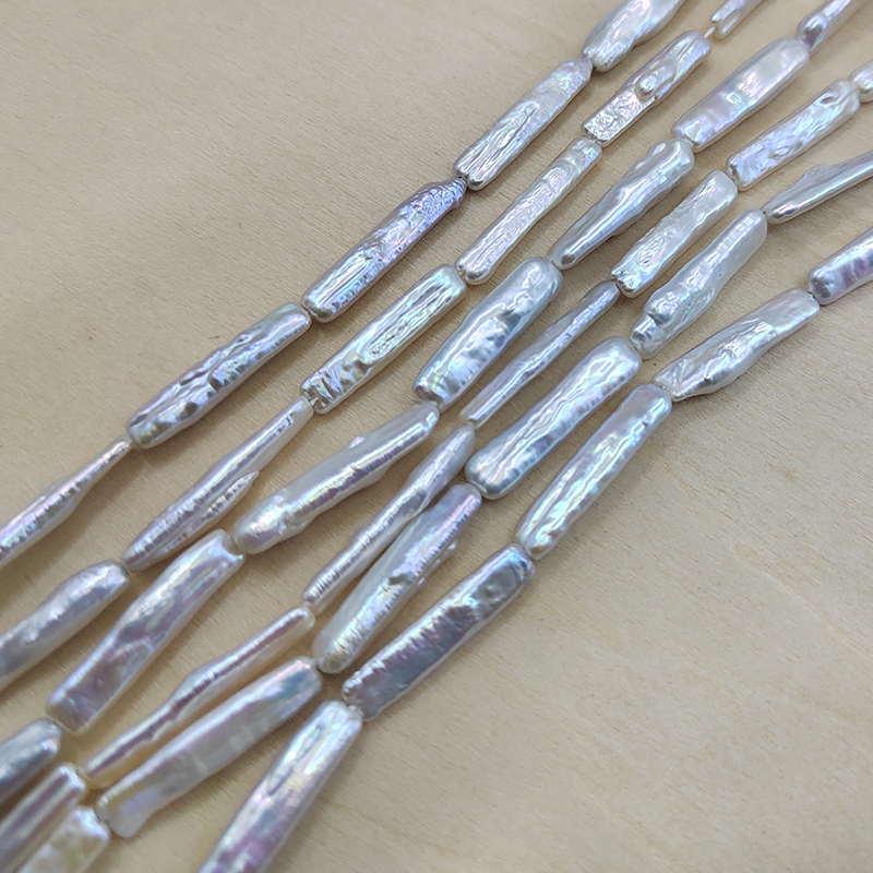 天然淡水珍珠散珠项链diy半成品3-6mm异形牙签形胸针发簪材料强光