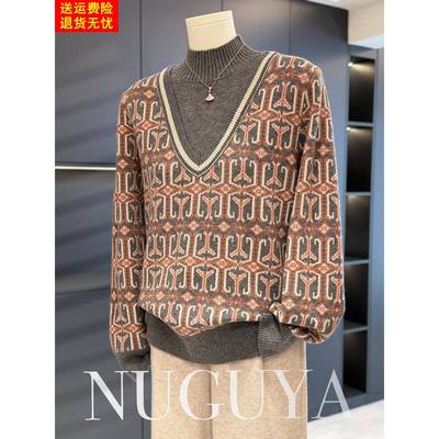 休闲假两件高领毛衣女打底衫妈妈装冬装新款上衣气质中老年针织衫