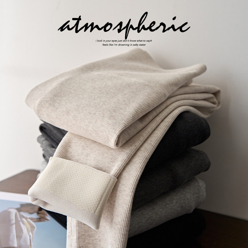 新款棉质螺纹无痕打底裤外穿秋冬高腰收腹薄绒保暖紧身弹力小脚裤,女装/女士精品,打底裤,淘宝优惠券,粉丝福利购,淘宝优惠卷