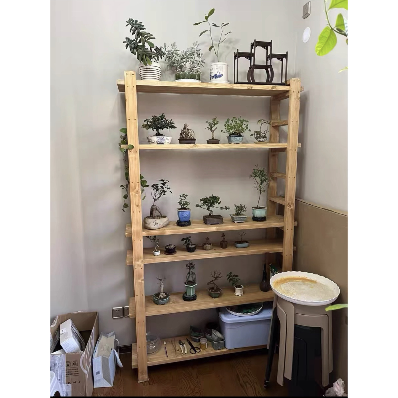 全实木复古置物架花架奇石展示架盆栽多层阳台收纳落地式花店货架,住宅家具,搁板/置物架/家用陈列架,淘宝优惠券,粉丝福利购,淘宝优惠卷