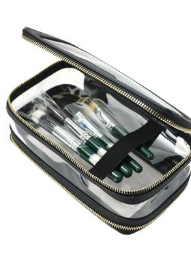 便捷真皮透明TPU化妆包ins风旅行洗漱包精致时尚双层大容量可定制