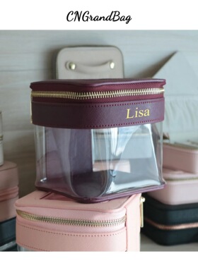 竖款大容量化妆包旅行居家便携收纳包pvc透明防水洗漱包可印字母