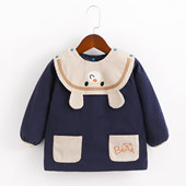 宝宝罩衣男童防水防脏反穿衣幼儿园吃饭衣秋冬弹力灯芯绒柔软围兜