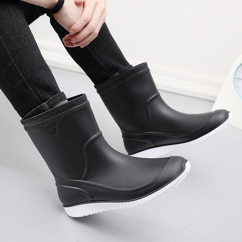 时尚中筒平底加绒夏季水鞋男厨房