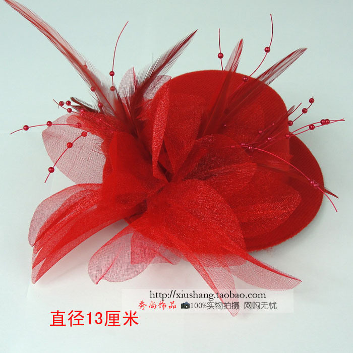 元旦舞台小礼帽表演派对新娘创意礼品羽毛网纱帽子发夹子蕾丝头饰