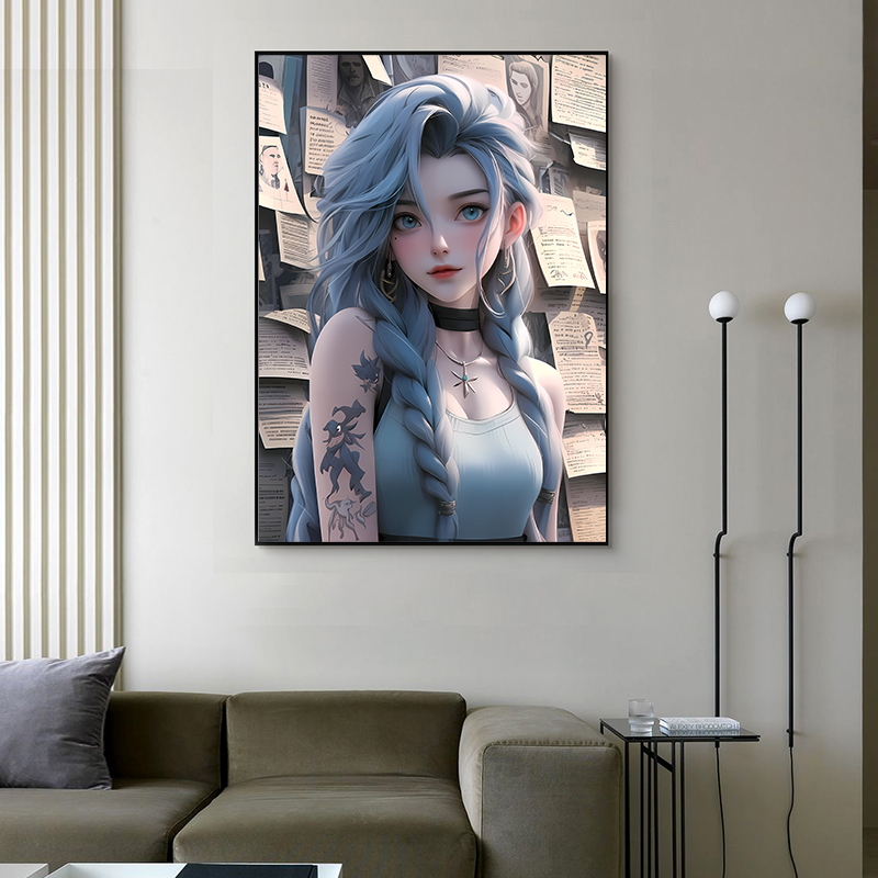 英雄联盟挂画萝莉金克丝可爱美女LOL游戏发光装饰画电竞房间壁画