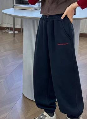 A05428（宝贝响当当）秋款不加绒上新红绳刺绣男女童休闲裤运动裤