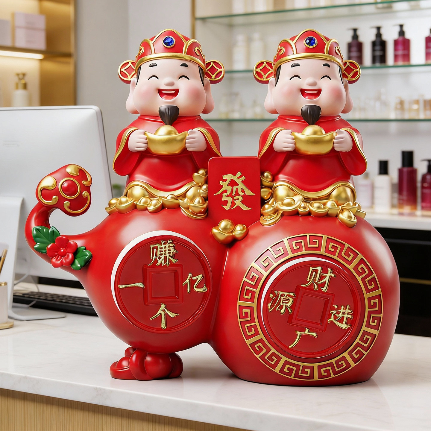 创意财神爷福禄招财摆件客厅入户玄关酒柜装饰品公司开业新年礼物