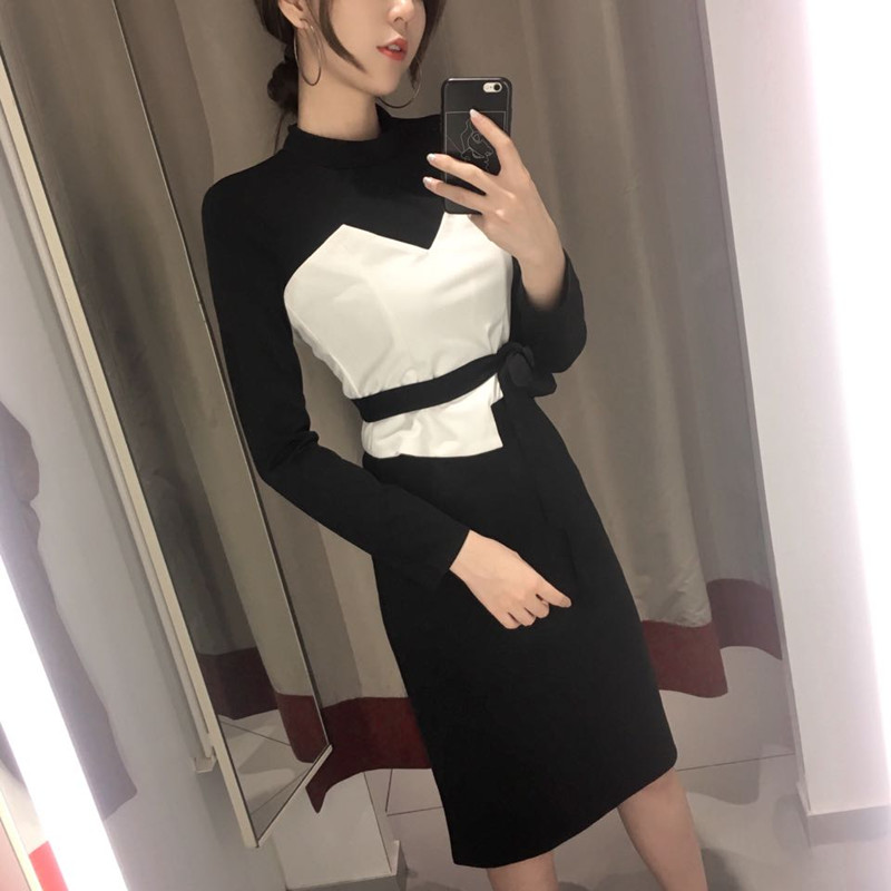 Real price two piece retro waist dress