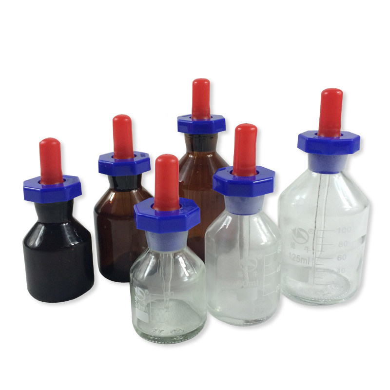 蜀牛英式滴瓶 30 60 125ml 透明棕色精油带滴管白棕滴瓶 实验碱式磨口密封玻璃瓶