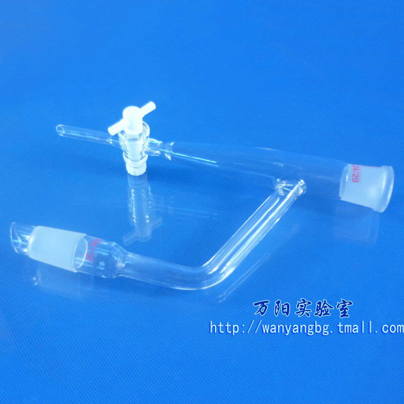 万阳实验室四氟分水器 24*2 19*2 聚四氟活塞实验室标准磨砂口油水分离器玻璃分水器