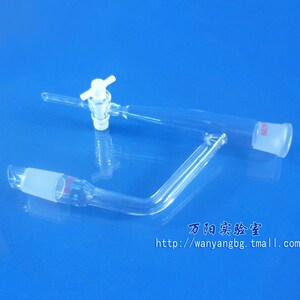 万阳实验室四氟分水器 24*2 19*2 聚四氟活塞实验室标准磨砂口油水分离器玻璃分水器