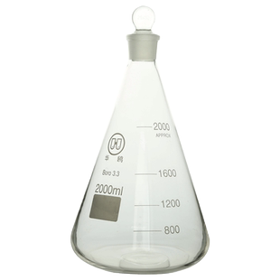 具塞三角烧瓶 25 50 100 150 250 500 100 2000ml 实验室加热高硼硅玻璃白色带塞刻度透明耐高温磨口锥形瓶
